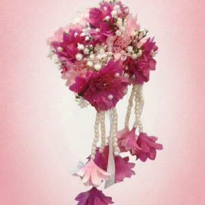 Handcrafted Fresh Pink Magenta and Baby's Breath Floral Gajra | Elan Floras Karachi